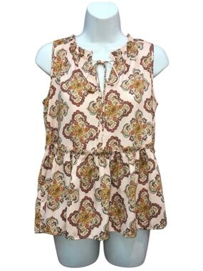 LOFT Pink Peplum Sleeveless Floral Paisley Top - Women’s XS